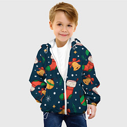 Куртка с капюшоном детская Новогодний, рождественский узор, цвет: 3D-белый — фото 2