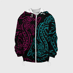 Куртка с капюшоном детская НЕОНОВЫЕ ДРАКОНЫ NEON DRAGON, цвет: 3D-белый