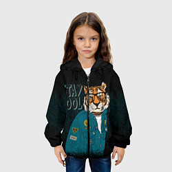 Куртка с капюшоном детская Крутой фурри тигр, цвет: 3D-черный — фото 2
