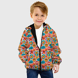 Куртка с капюшоном детская Психоделика Космос Смайлы, цвет: 3D-черный — фото 2
