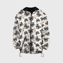 Куртка с капюшоном детская Собака Мопс Pug, цвет: 3D-черный