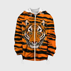 Куртка с капюшоном детская Тигр настоящий хищник, цвет: 3D-белый