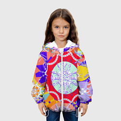 Куртка с капюшоном детская Яркий абстрактный зимний дизайн из снежинок, цвет: 3D-белый — фото 2