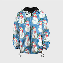 Куртка с капюшоном детская Много снеговиков, цвет: 3D-черный