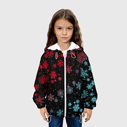 Куртка с капюшоном детская НЕОНОВЫЕ СНЕЖИНКИ, НОВЫЙ ГОД 2022, цвет: 3D-белый — фото 2