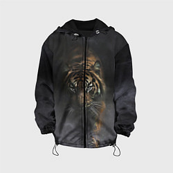 Куртка с капюшоном детская Тигр в тумане, цвет: 3D-черный