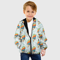 Куртка с капюшоном детская Разноцветное мороженое паттерном, цвет: 3D-черный — фото 2