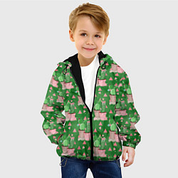 Куртка с капюшоном детская Кактусы в горшках green, цвет: 3D-черный — фото 2