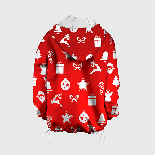 Детская куртка Новогодний узор красный градиент / 3D-Белый – фото 2