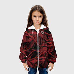 Куртка с капюшоном детская Красная абстракция цветы, цвет: 3D-белый — фото 2
