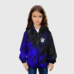 Куртка с капюшоном детская БМВ АБСТРАКЦИЯ СИНЯЯ GEOMETRY STRIPES LINE, цвет: 3D-черный — фото 2