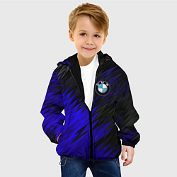 Куртка с капюшоном детская БМВ АБСТРАКЦИЯ СИНЯЯ GEOMETRY STRIPES LINE, цвет: 3D-черный — фото 2