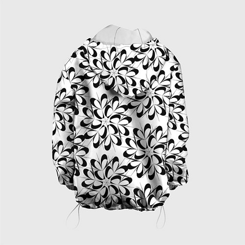 Детская куртка Чёрные цветы на белом / 3D-Белый – фото 2