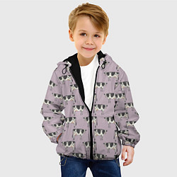Куртка с капюшоном детская Коровы Паттерн, цвет: 3D-черный — фото 2