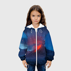 Куртка с капюшоном детская Извержение вулкана ночью, цвет: 3D-белый — фото 2
