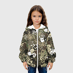 Куртка с капюшоном детская Камуфляж с отпечатками рук, цвет: 3D-белый — фото 2