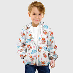 Куртка с капюшоном детская Лисички и облачка, цвет: 3D-белый — фото 2