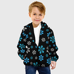 Куртка с капюшоном детская Снежинки Черепа черный, цвет: 3D-черный — фото 2