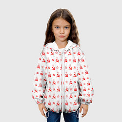 Куртка с капюшоном детская Серп и Молот СССР на белом фоне, цвет: 3D-белый — фото 2