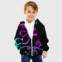 Куртка с капюшоном детская НЕОНОВЫЙ ДРАКЕН DRAKEN TATTOO, цвет: 3D-белый — фото 2