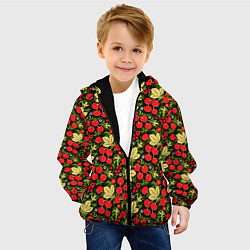 Куртка с капюшоном детская Черешни хохлома, цвет: 3D-черный — фото 2