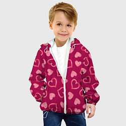Куртка с капюшоном детская Паттерн сердечки, цвет: 3D-белый — фото 2