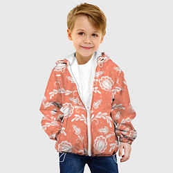 Куртка с капюшоном детская Красочный ЦвеТочный Узор, цвет: 3D-белый — фото 2