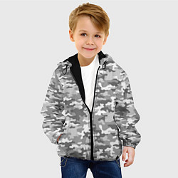 Куртка с капюшоном детская Серый Военный Камуфляж, цвет: 3D-черный — фото 2