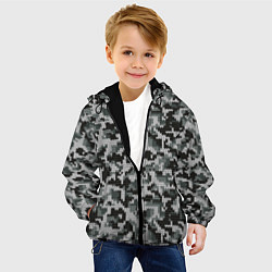 Куртка с капюшоном детская Серый Вязаный Камуфляж, цвет: 3D-черный — фото 2