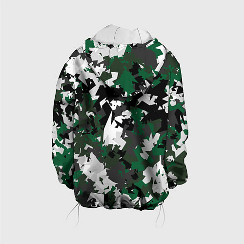 Детская куртка Зелено-черный камуфляж / 3D-Белый – фото 2