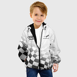 Куртка с капюшоном детская Audi Quattro, Ауди Кватро, Финишный флаг, цвет: 3D-черный — фото 2
