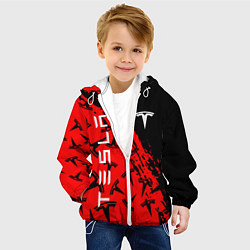 Куртка с капюшоном детская Tesla red pattern, цвет: 3D-белый — фото 2