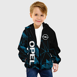 Куртка с капюшоном детская Opel, Опель геометрия, цвет: 3D-черный — фото 2