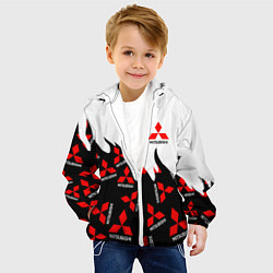 Куртка с капюшоном детская Mitsubishi - Fire Pattern, цвет: 3D-белый — фото 2