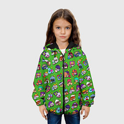 Куртка с капюшоном детская Особые редкие значки Бравл Пины зеленый фон Brawl, цвет: 3D-черный — фото 2