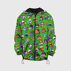 Куртка с капюшоном детская Особые редкие значки Бравл Пины зеленый фон Brawl, цвет: 3D-черный