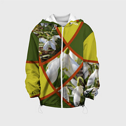 Куртка с капюшоном детская Весна 8 Марта Подснежники, цвет: 3D-белый