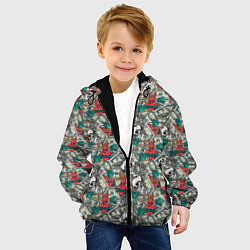 Куртка с капюшоном детская Доллары, Черепа, Золото, Бриллианты, Оружие, цвет: 3D-черный — фото 2