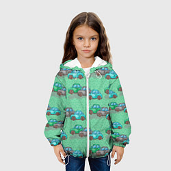 Куртка с капюшоном детская Детские машинки паттерн, цвет: 3D-белый — фото 2