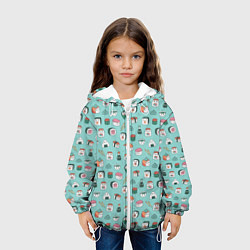 Куртка с капюшоном детская Кавайные суши и роллы с глазами, цвет: 3D-белый — фото 2