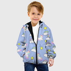 Куртка с капюшоном детская Единоржки и облака, цвет: 3D-черный — фото 2