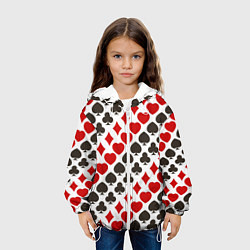 Куртка с капюшоном детская Карточные Масти Card Suits, цвет: 3D-белый — фото 2
