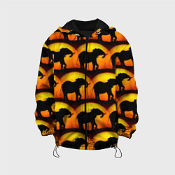 Куртка с капюшоном детская Силуэт слона паттерн, цвет: 3D-черный