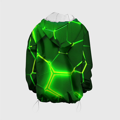 Детская куртка 3D ПЛИТЫ НЕОН NEON GREEN HEXAGON РАЗЛОМ / 3D-Белый – фото 2