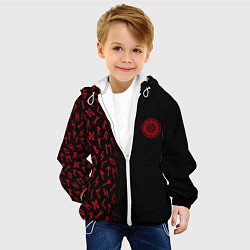 Куртка с капюшоном детская Вегвизир Half runes pattern, цвет: 3D-белый — фото 2