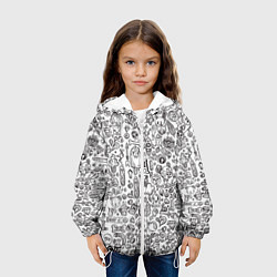 Куртка с капюшоном детская Рисованные черепа и животные, цвет: 3D-белый — фото 2