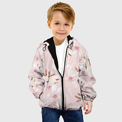 Куртка с капюшоном детская Розовые цветы весны, цвет: 3D-черный — фото 2