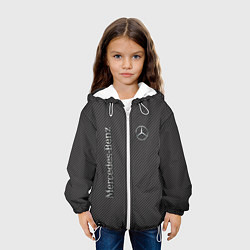 Куртка с капюшоном детская Mercedes карбоновые полосы, цвет: 3D-белый — фото 2