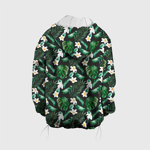 Детская куртка Зеленые листочки паттерн / 3D-Белый – фото 2