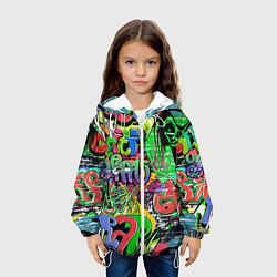 Куртка с капюшоном детская Граффити с черепами, цвет: 3D-белый — фото 2